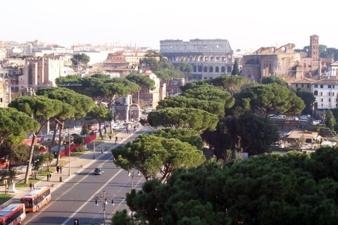 Roma, turista ruba una colonna romana su monopattino